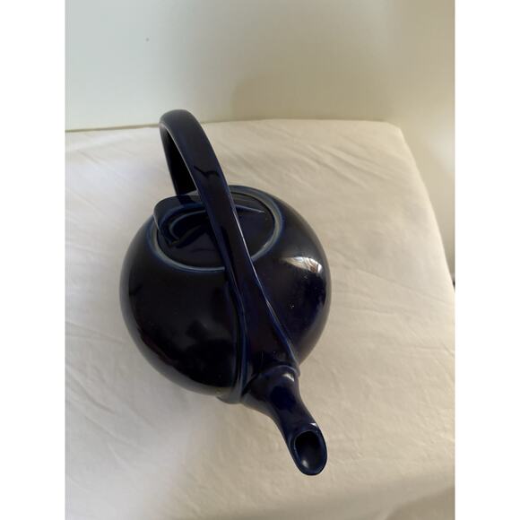 MCM Vintage Hall China Teapot Cobalt Blue Glo Airflow Art Deco 6 Cup - Picture 6 of 11